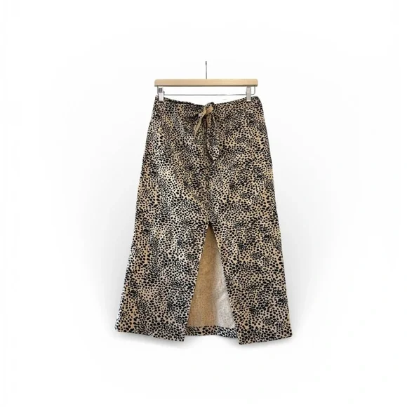 & Other Stories Paris Atelier Animal Print Midi Skirt Tie front slit 4 - Picture 2 of 10